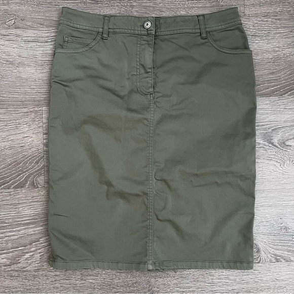 LIKE NEW! Olsen Stretch Skirt with Back Slit - Gray Sage Color - Picture 2 of 11